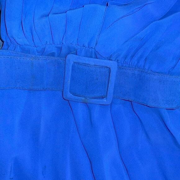 Zi ZI by Barbara Chadas 90's Blue Classic Long Sleeve Shirt Dress Pleated - Picture 4 of 5